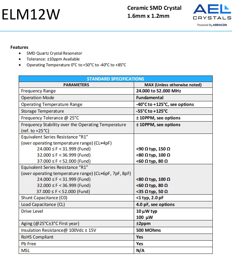 ELM12W规格